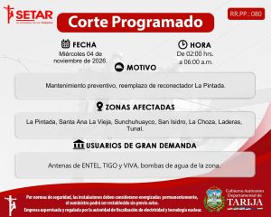 Corte programado – 4 de noviembre de 2026